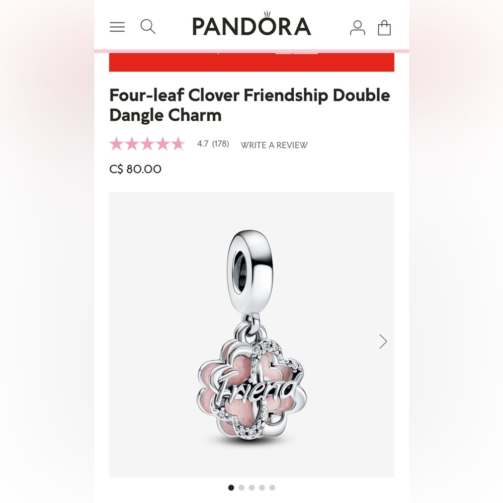 Official Pandora double layer 4 leaf clover Friend charm